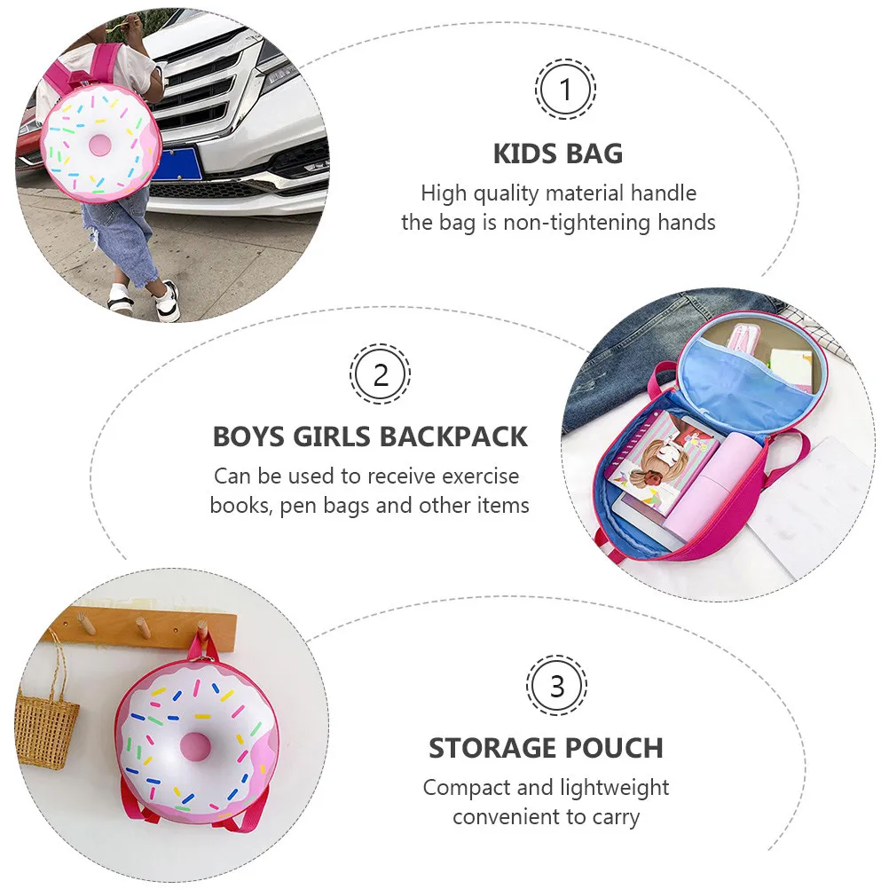 1Pcs Kids Double Shoulder Backpack Doughnut Shape Comfortable Portable Lightweight Storage Bag for Children School Travel