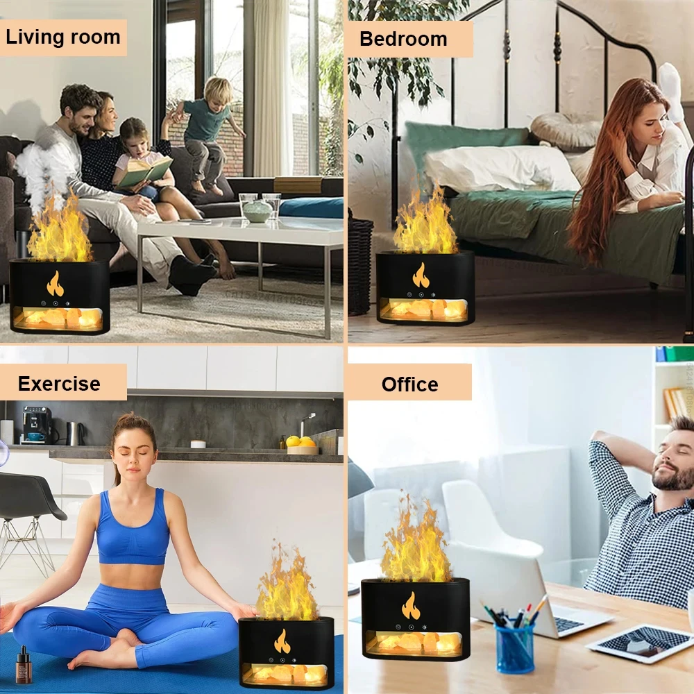 Flame Fire Essential Oil Humidifier Aromatherapy Diffuser for Bedroom - Air Humidifier Diffuser for Moisture and Relaxation