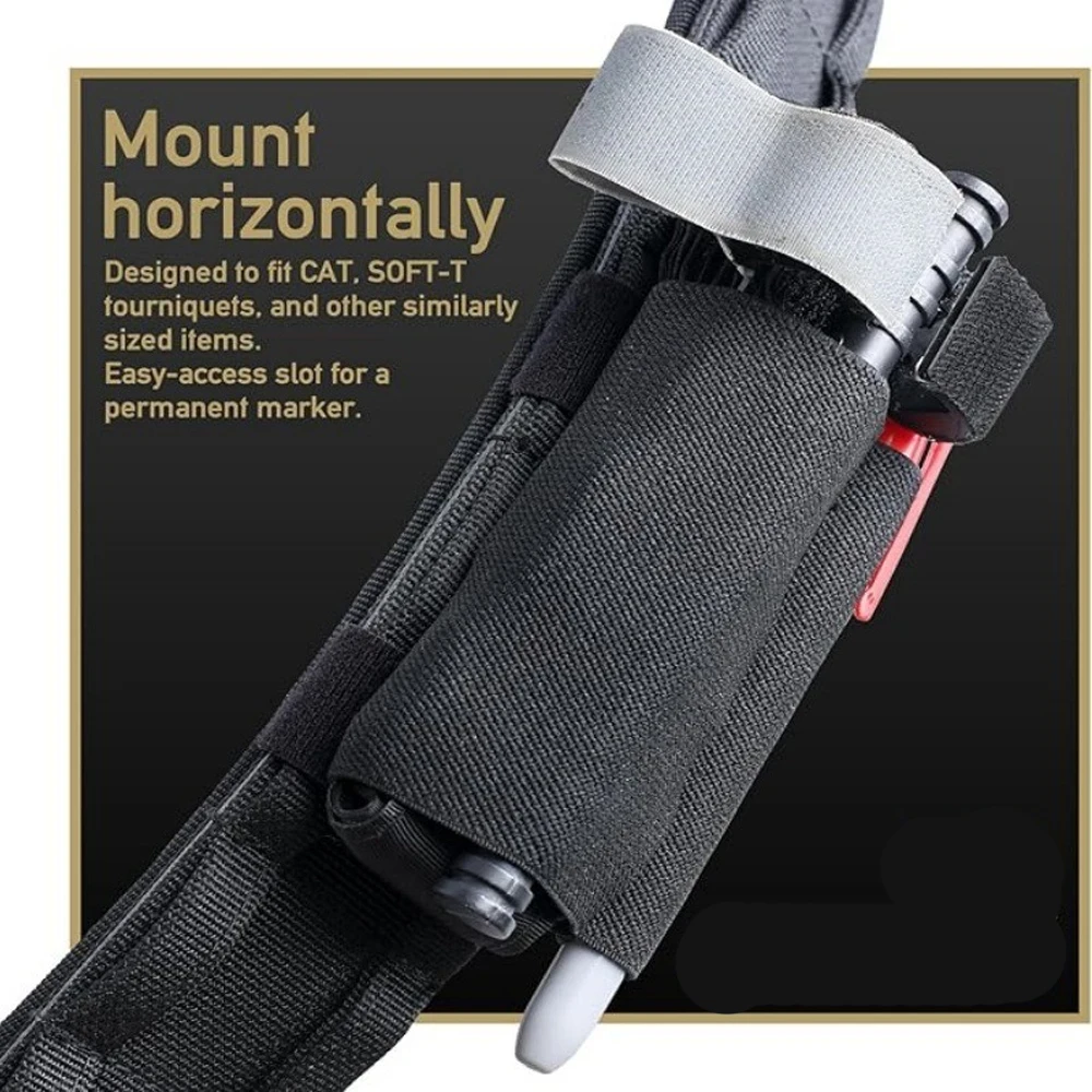 Tourniquet-Halterung TQ-Hülle Tasche Elastisches Band Molle Klettverschluss für Brustgurt Einsatzgürtel Zubehör – Detail 3