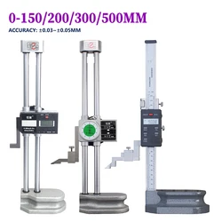 0-200 0-300MM cyfrowy wyświetlacz ze stali nierdzewnej linijka wysokości podwójna kolumna z zegarkiem miernik linijka do znakowania elektroniczna linijka wysokości