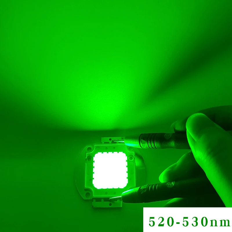 Chip LED verde de alto brillo para iluminación de paisaje, luz de escenario comercial, 1W, 3W, 5W, 10W, 20W, 30W, 50W, 100W, 520-525nm