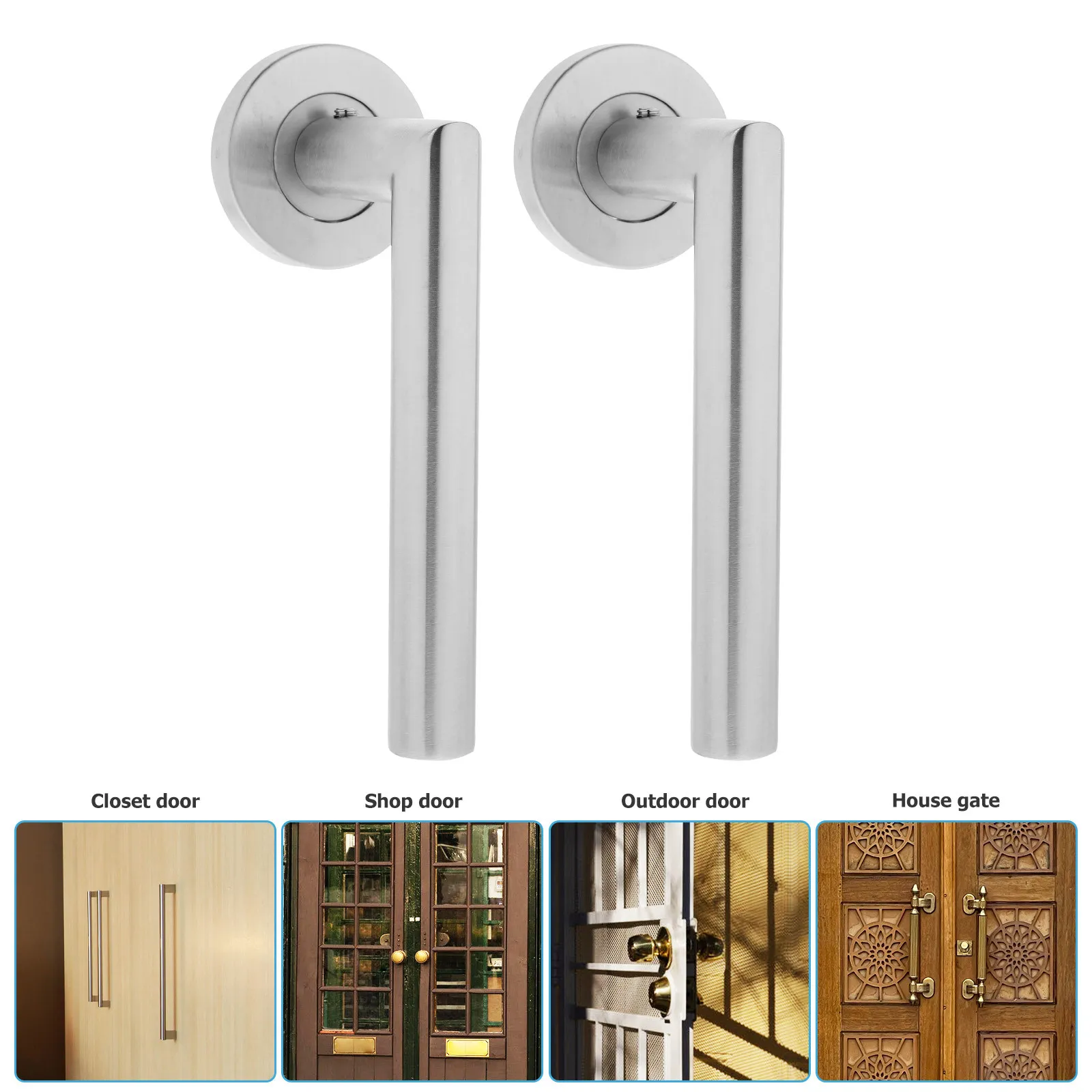 1Set European Style Indoor Door Handle Lock Stainless Steel Mute Lever Lock for Bedroom Bathroom Living Room Interior Door