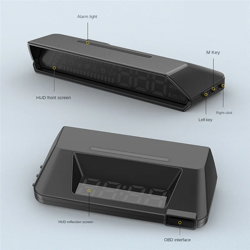 1 PCS S100 Dual Display HUD Head-Up Display Black Plastic Vehicle Instrument Transmission Oil Temperature Monitoring