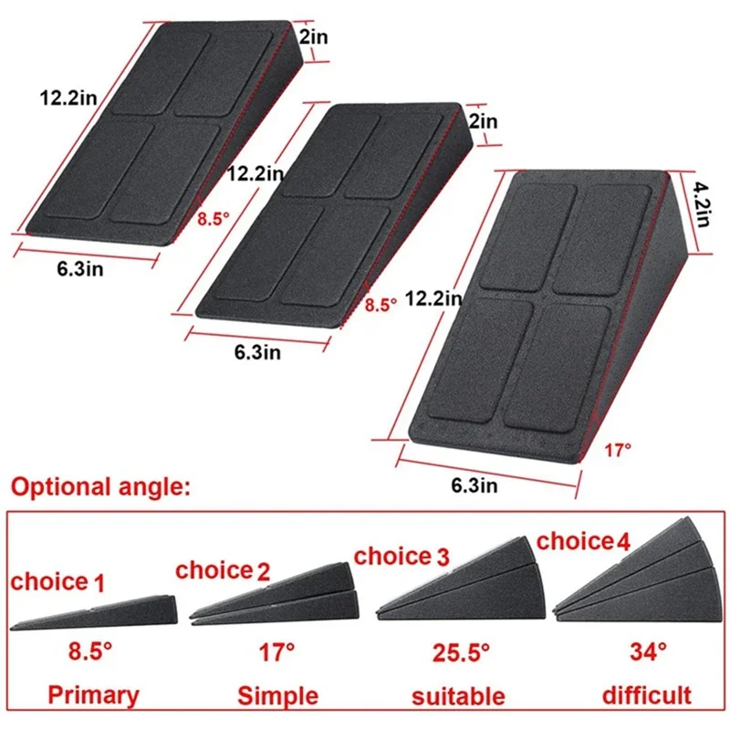 Briques de Yoga, blocs de cale de Squat, planche inclinée, civière de pied antidérapante réglable pour salle de sport, Fitness, pièces de rechange, 3 pièces