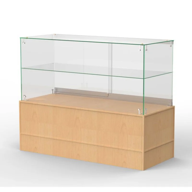 Custom. Half Frameless Glass Sliding By Display Cabinet, Lockable Display Cases