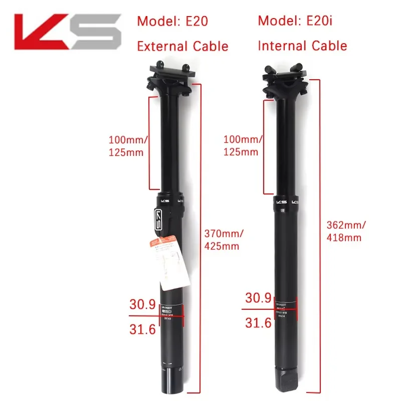 KS seatpost E20/E20-i with remote control dropper seat post 30.9/31.6mm travel125mm EXA bicycle