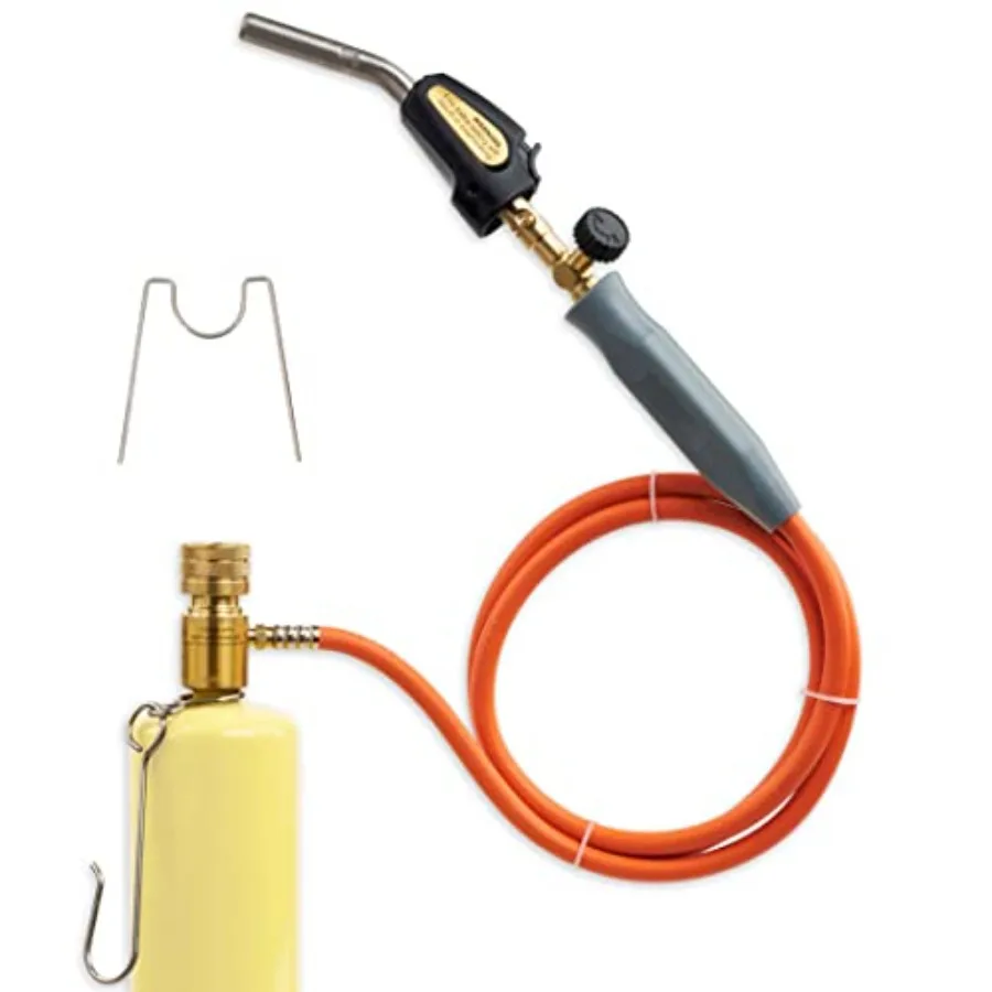 

Double Valve Self-Ignition MAPP And Propane Torch With 60 inch Hose And Stainless Steel Head For Soldering