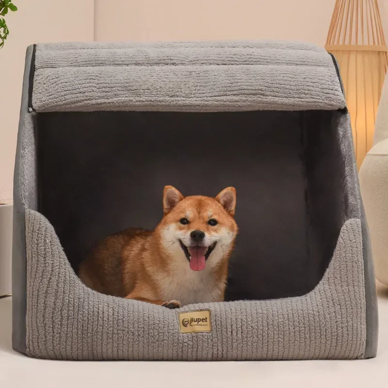 New Kennel Winter Warm Medium Large Dog Golden Retriever Removable and Washable Closed Room Bed Villa Cat Nest Pet Supplies