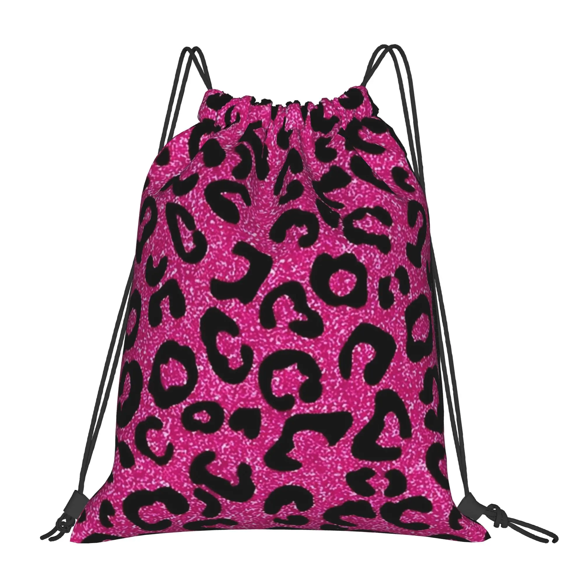 

Сумка-мешок для спортзала Wildflower Glitter Pink Cheetah, сумки на шнурке для мужчин и женщин, рюкзак для хранения вещей, дорожная сумка для подростков, многофункциональный карманный органайзер