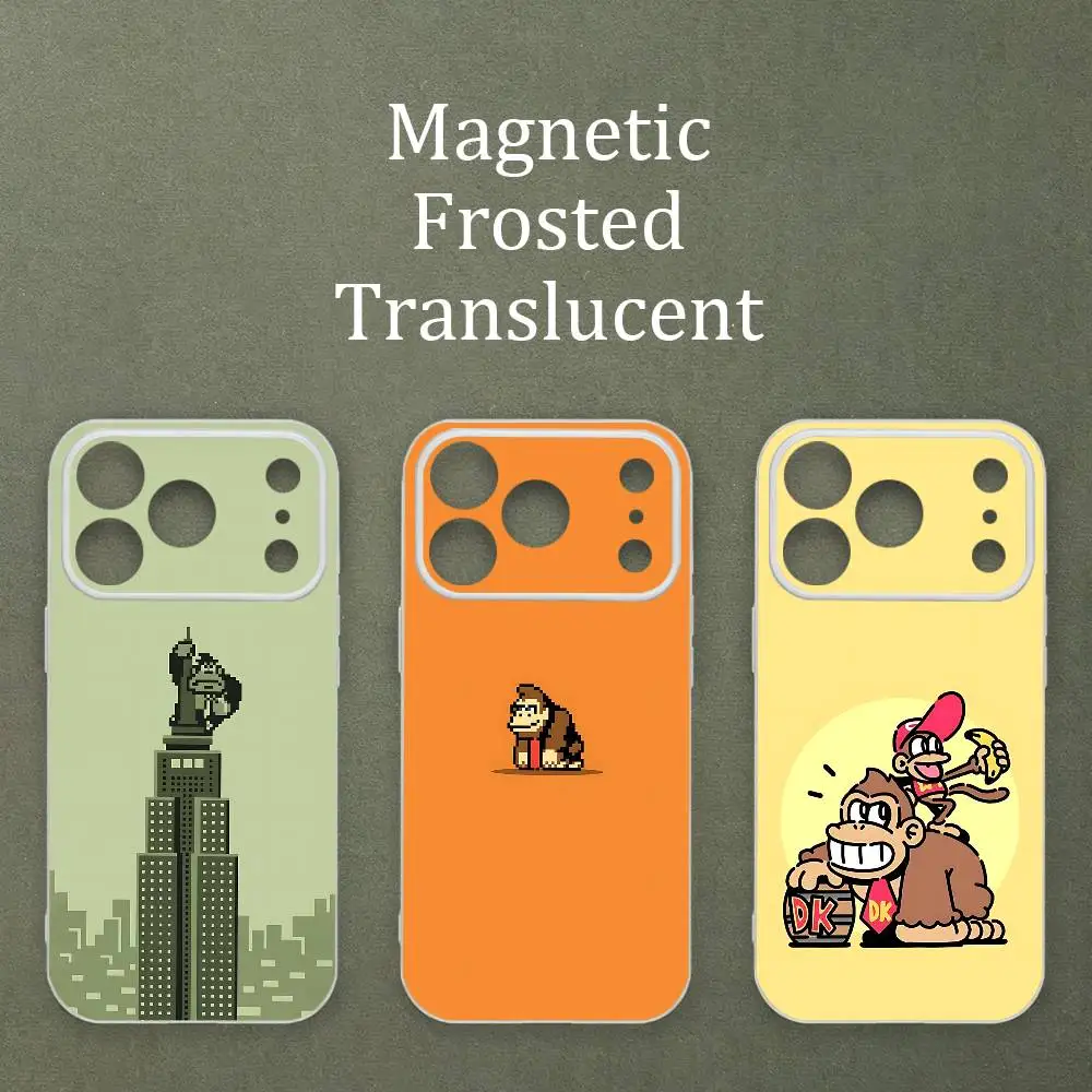 

D-Donkeys Monkey K-Kong Matte Frosted Semi-transparent Magnetic TPU Case For iPhone 17 11 13 14 15 16 12 Pro Max