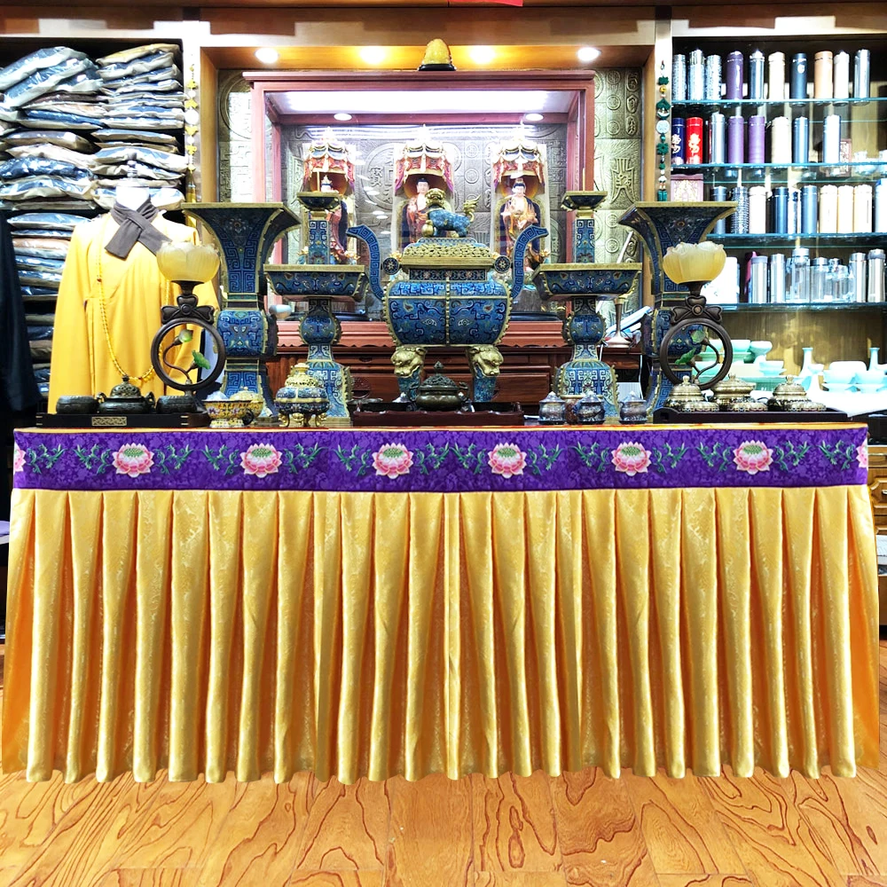 Wholesale Buddhist Taoism item Customized custom made  HOME family Buddhism Temple Buddha Altar cover Table cloth circumference