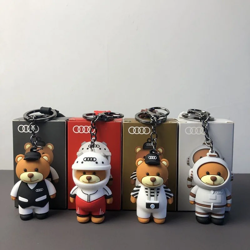 Bear Key Ring Car Keychain Custom Gift Emblem For Audi A1 A2 A3 A4 A5 A6 A7 A8 Q1 Q2 Q3 Q4 Q5 Q6 Q7 Q8 TT S5 B83 Q5 Q7 TT S3 S4