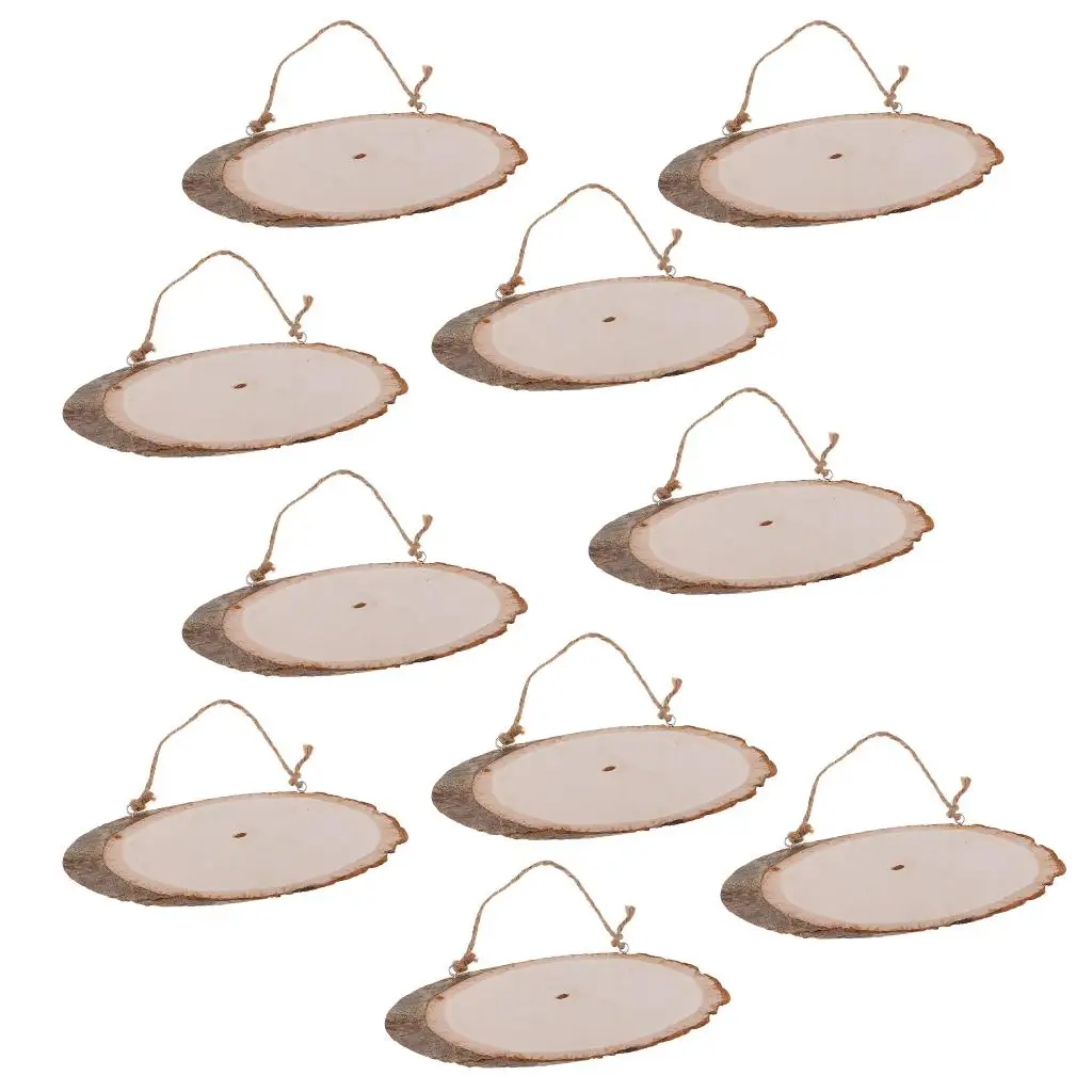 

10 Pieces Large Oval Wooden Discs Tree Slices Wood Slices for Wedding