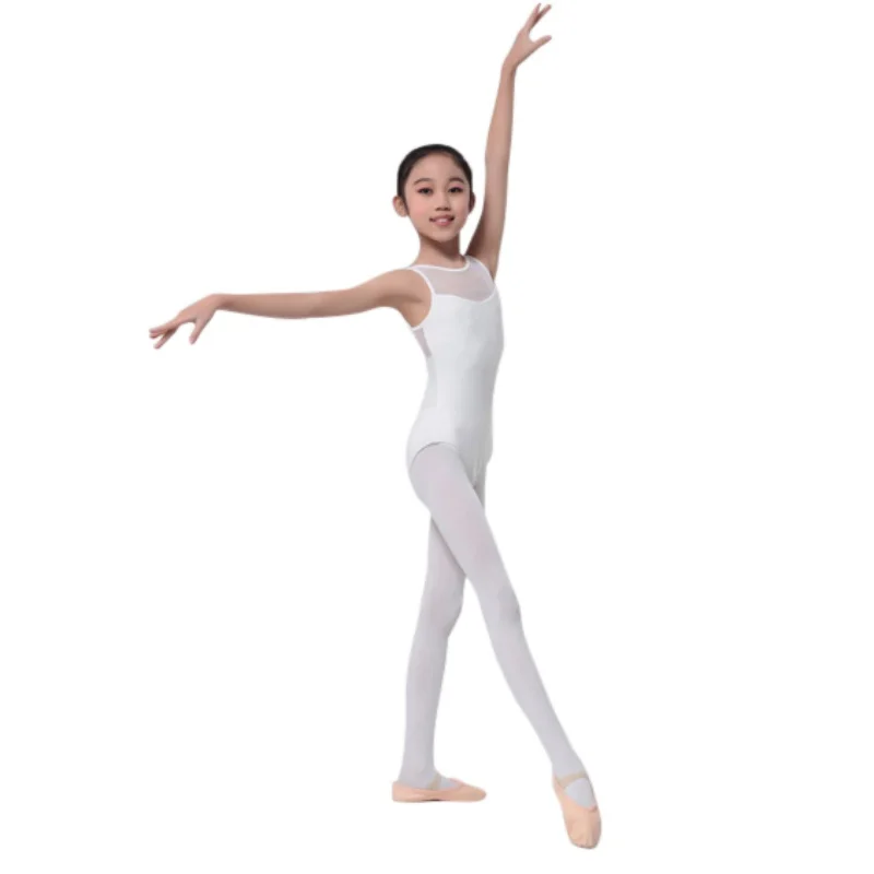 Kids Girls Mesh Dance Leotards Sleeveless Ballet Leotards Dance Skating Rhythmic Gymnastics Yoga Leotards Bodysuit