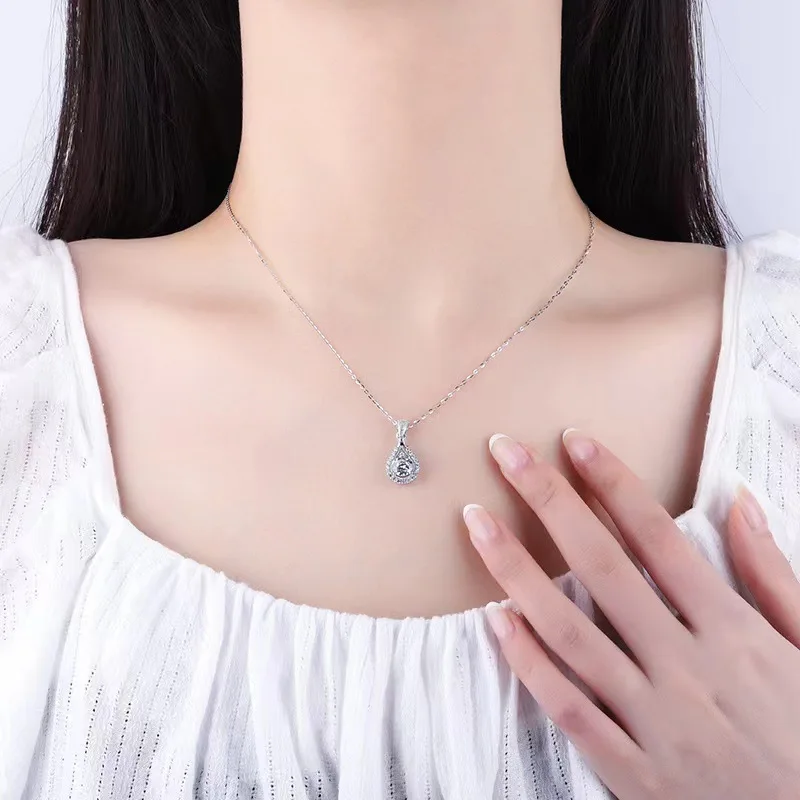 Necklace for Woman Wedding Fine Jewely with 925 Sterling Sliver Plated 18k White Gold Necklace - view 6