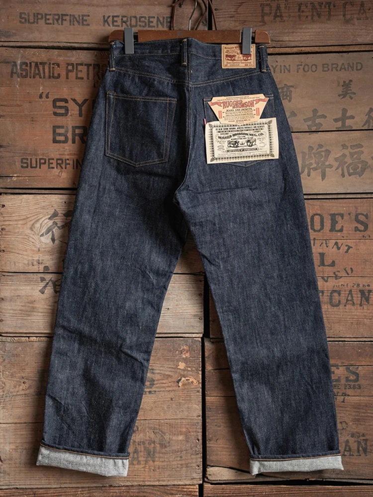 Rugged Bronson 1955 Model Raw Denim Waist Overalls 55801XX Selvedge Jeans Men 55501