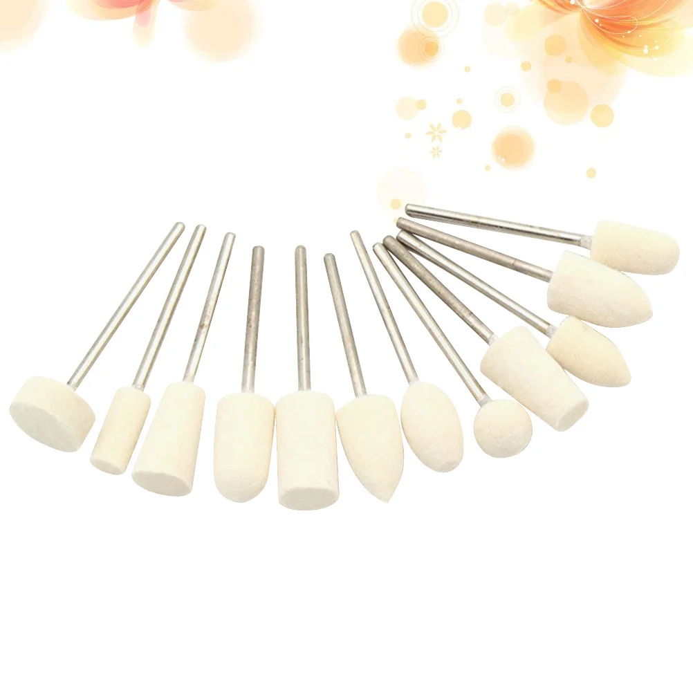 12 Uds. Cabezales de molienda de lana, brocas pulidoras de uñas Premium para manicura segura, herramienta de rebabas abrasivas duraderas