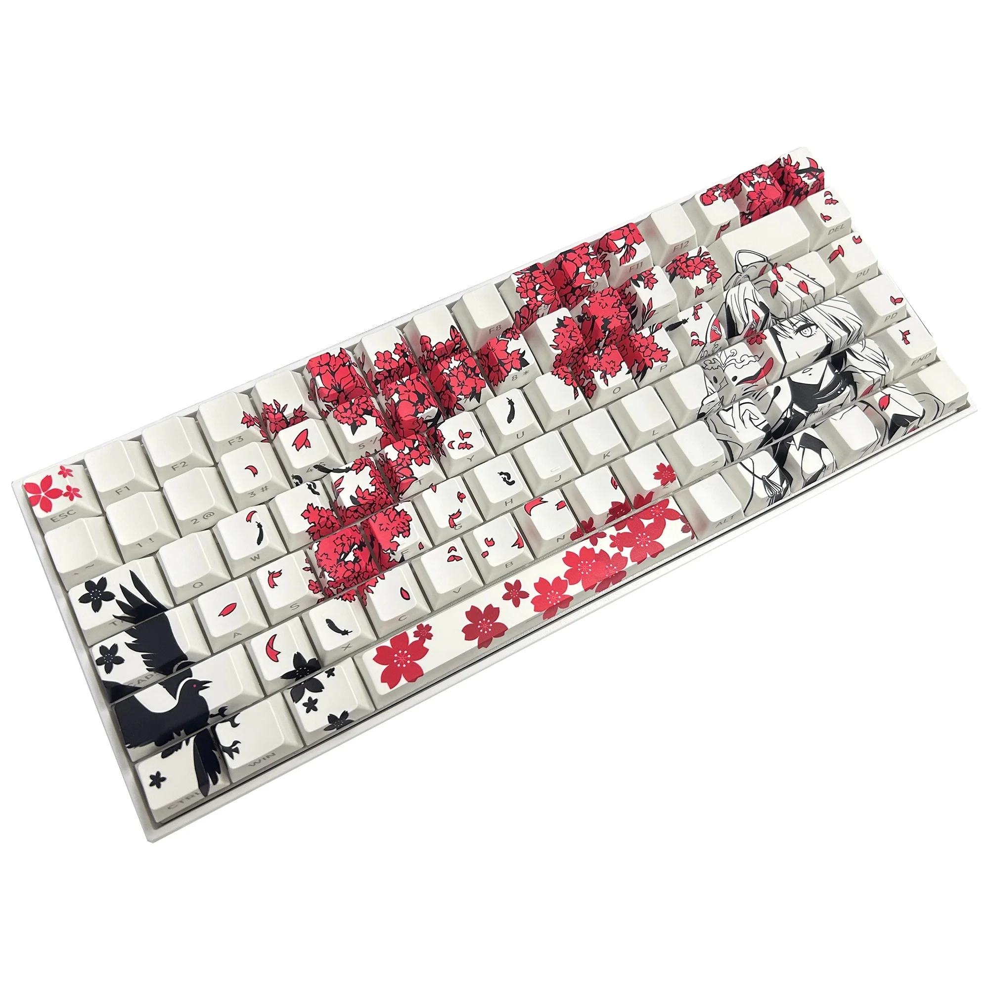 Imagem -03 - Xvx Máscara de Recompensa Branca Menina Anime Tema Keycaps Side Print Brilho Através Double Shot Pbt Keycaps 131 Chaves