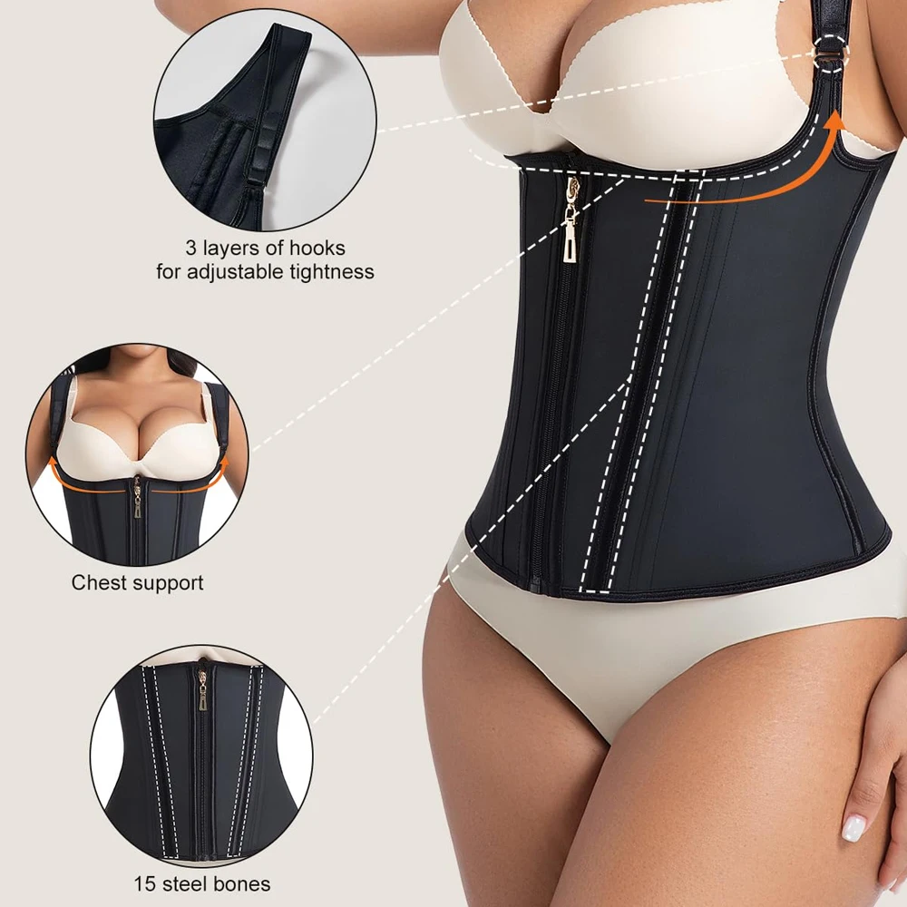 

BOTQTOW 1 шт. корсет для тренировки талии для женщин, спортивный формирователь тела для тренировок, черный/бежевый - с регулируемым плечевым ремнем