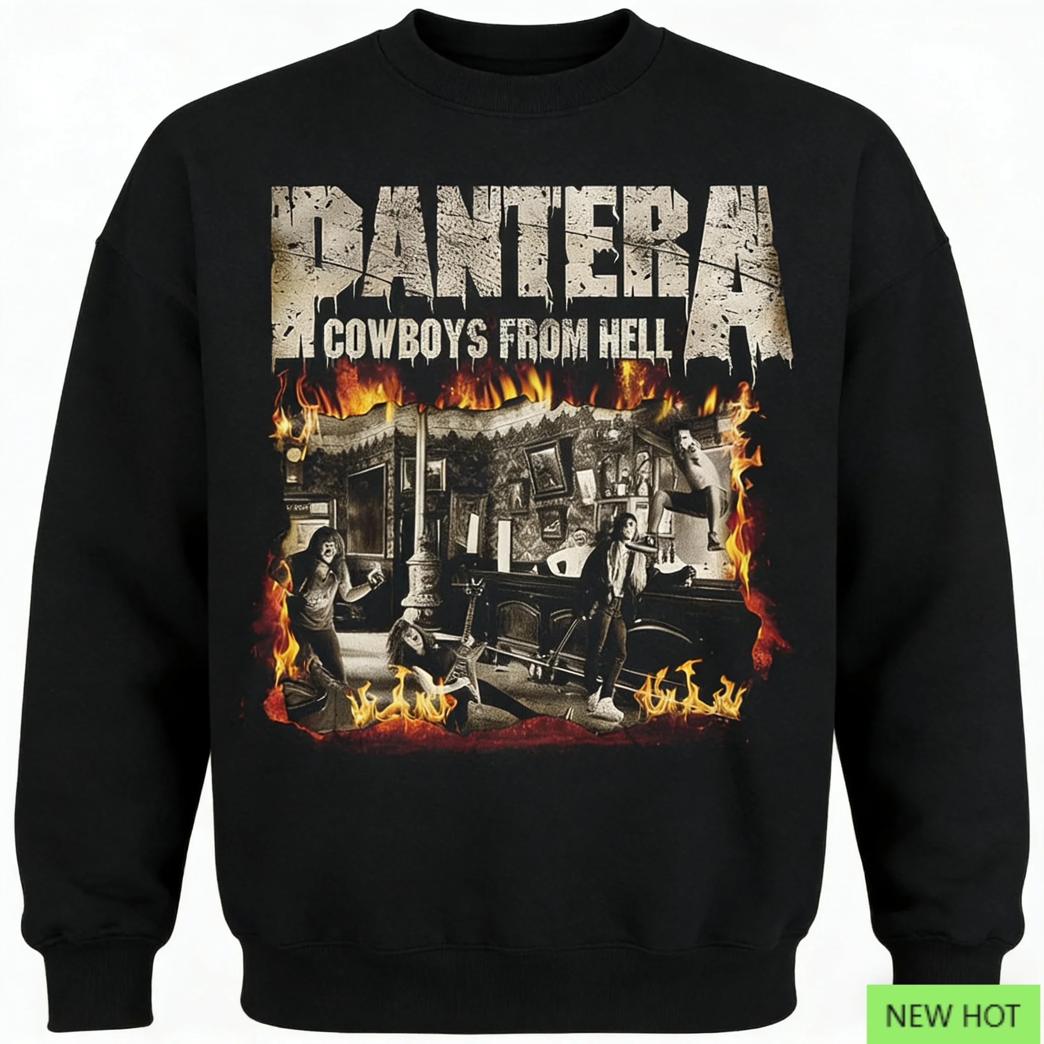 

Pantera Cowboys From Hell Crewneck, металлический верх с пазами, идеально подходит для фанатов Who Love Wild Rebellious и Groove Metal Vibe