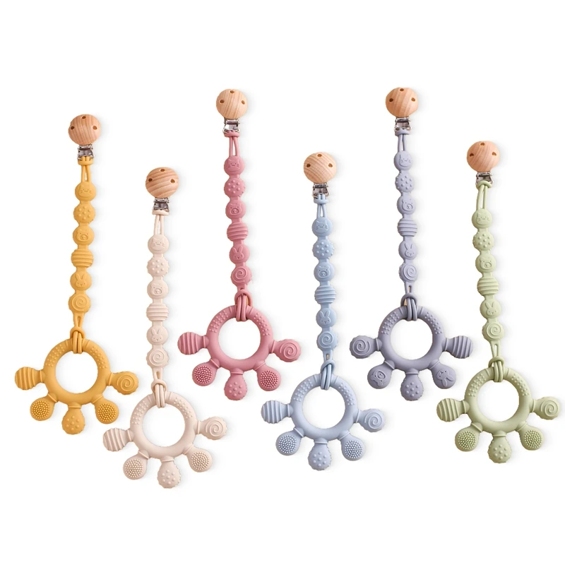 Baby Silicone Teether Infant Pacifier Chain Clip Food Grade Silicone Soother Chain Nipple Holder  Baby Nursing Good Teething Toy