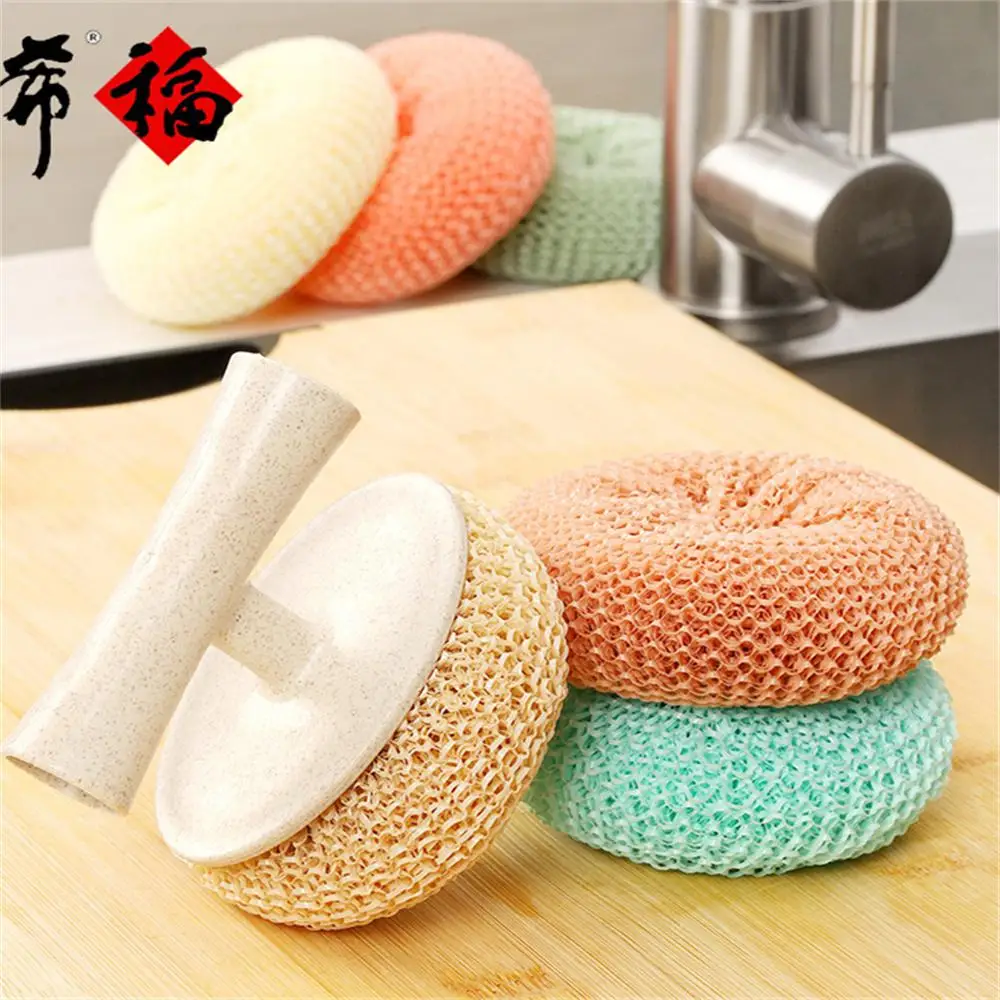 Non-stick Pan Brush Easy Cleaning Bamboo Fiber Cleaning Ball Rustproof Long Short Handle Household Accessories Kitchen Gadgets