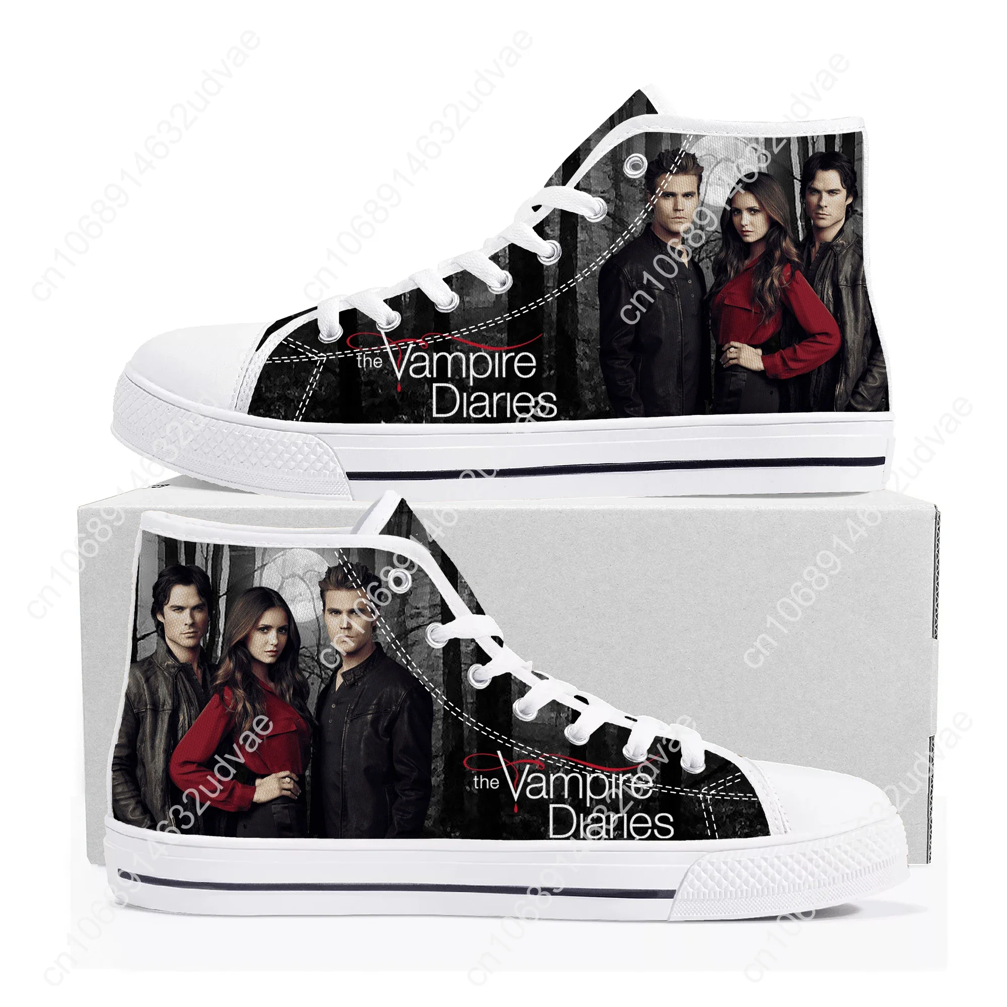 The Vampire Diaries Damon High Top Sneakers High Quality Mens Womens Teenager Canvas Sneaker Casual Couple Shoes Custom Shoe