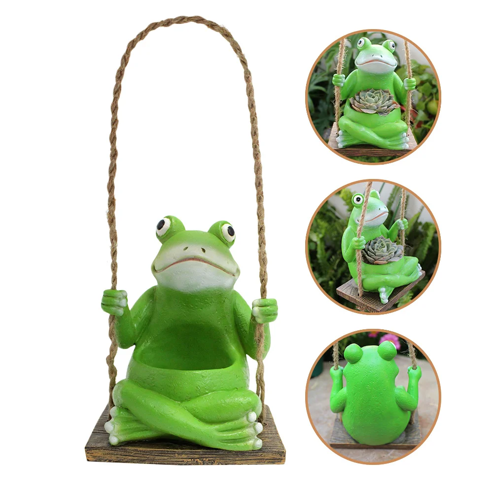

Cartoon Frog Planter Swing Pendant Resin Flower Pot Creative Succulent Bonsai Decor Indoor Garden Frog Planter