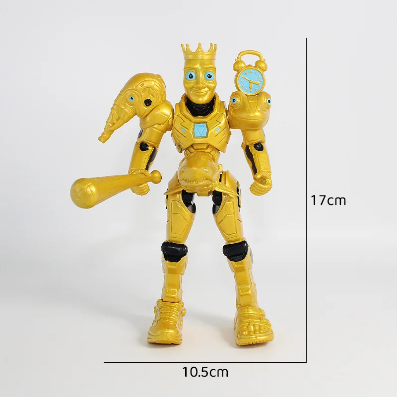Golden silvery Clock Man Tung Sahur Figure 3D Toys Desktop Decor Articulated Tralalero Tralala Figure Ornament Funny Doll