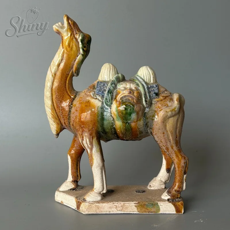 Antique-Style Tang Tri-Color Yellow-Glazed Camel Collectible Antique Porcelain Ornament