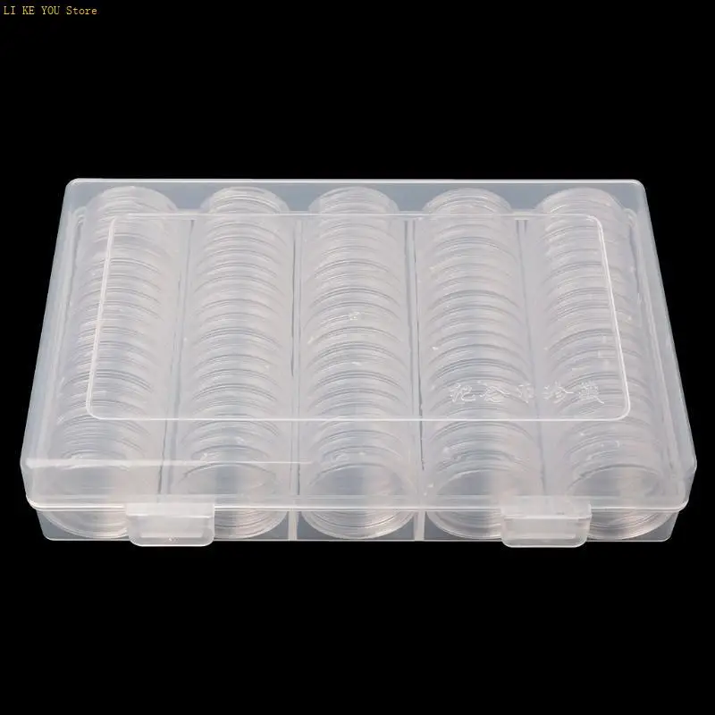 W3JE Round Coin Storage Box 100 PCS Coin Collection Display for Case