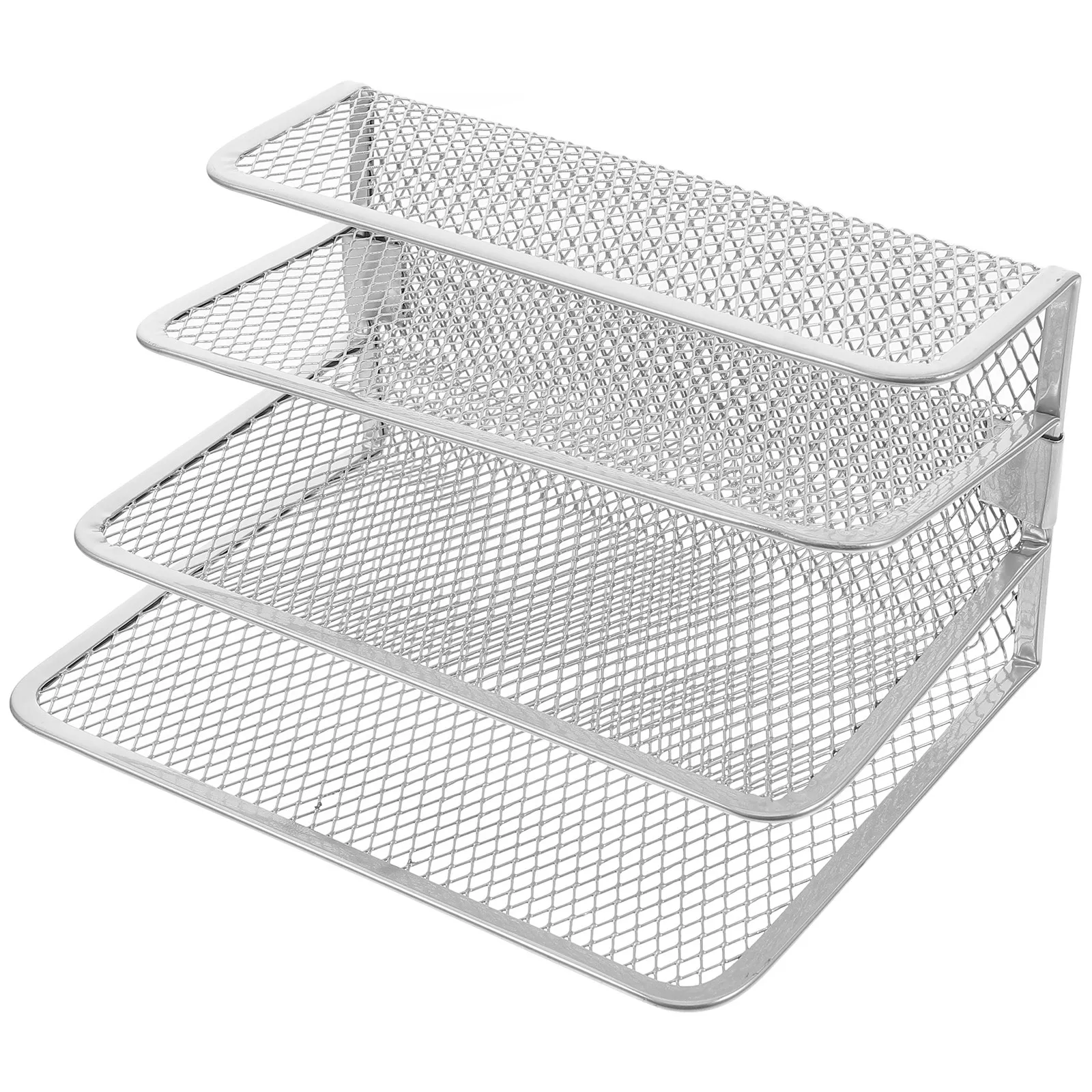 

Desktop Metal Book Stand 3 Compartment File Organizer for Office Home Study Papers Magazines Documents Storage Rack Decorative