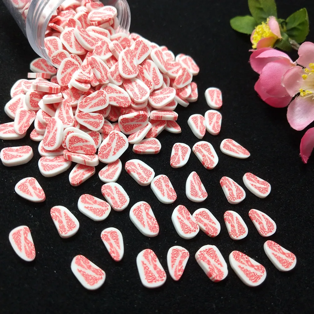 50g/Lot 10mm Meat Polymer Clay Slices For DIY Crafts Animal Beef Plastic Klei Mud Particles Slime Filler Accessories