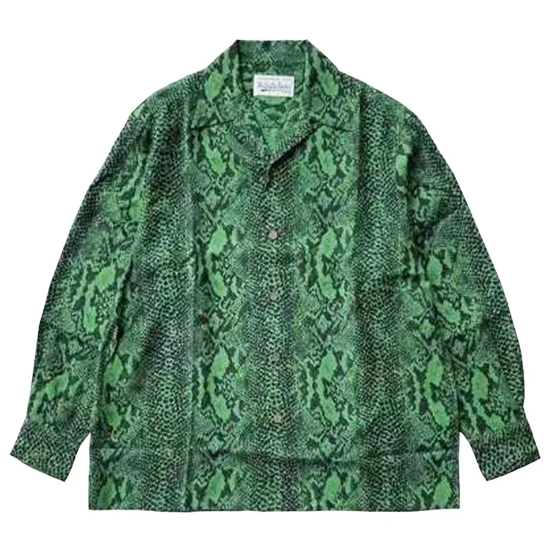 HEAVY INDUSTRY WACKO MARIA New Cuban Collar Classic Snake Hawaii Long Sleeve Shirt Best Quality Men's Women's Brand Shirts