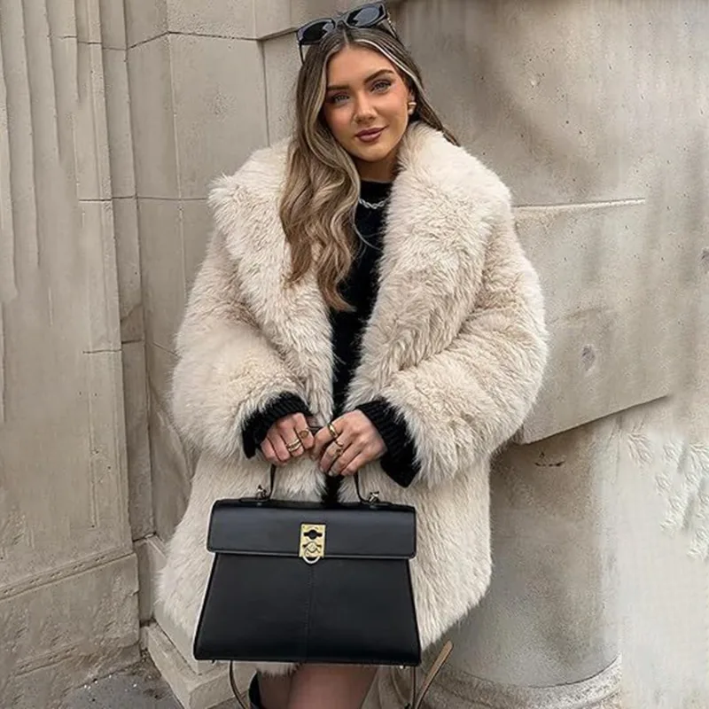 Tuularose Winter Women Fur Coat Fashion Oversized Casual Thickened Warm Fluffy Fur Coat New Chic Commuter Luxury Female Outwear
