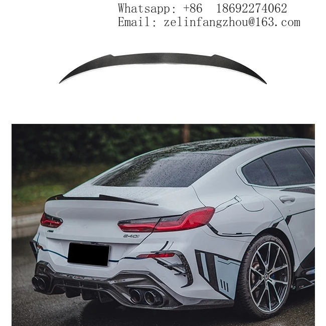 

Hot Style Real Dry Carbon Fiber Rear Spoiler Wing Universal Rear Spoilers For BMW 8 Series 840i 850i G16 Foor Doors