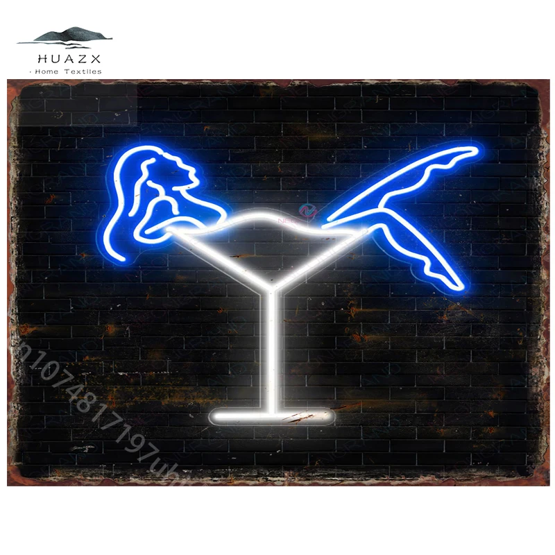 Sexy Woman Neon Metal Tin Signs for Home Bedroom Wall Art Decoration Hallway Party Festival Plaques Coffee Shop Bar Club Posters