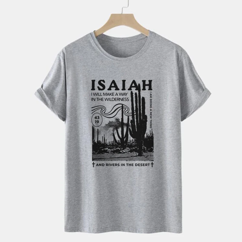 Isaiah 43:39 Bible Verse T-Shirt Women Vintage Boho Jesus Christian T Shirts Religious Faith Tee Shirts Short Sleeve Ladie Tops