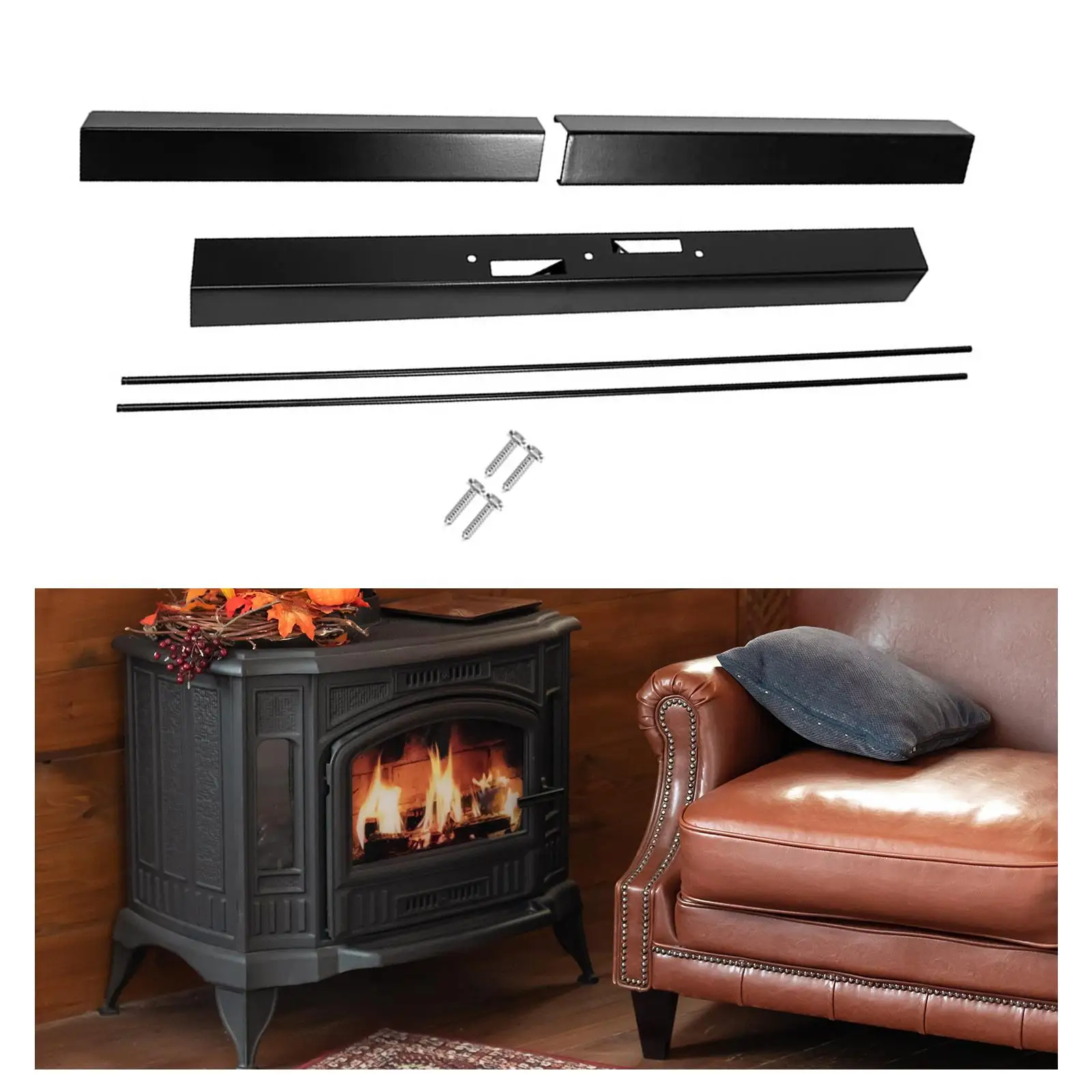 Elegant Window Treatment Set for Fireplace Screens - Stylish And Functional Curtain Rod And Valance Kit