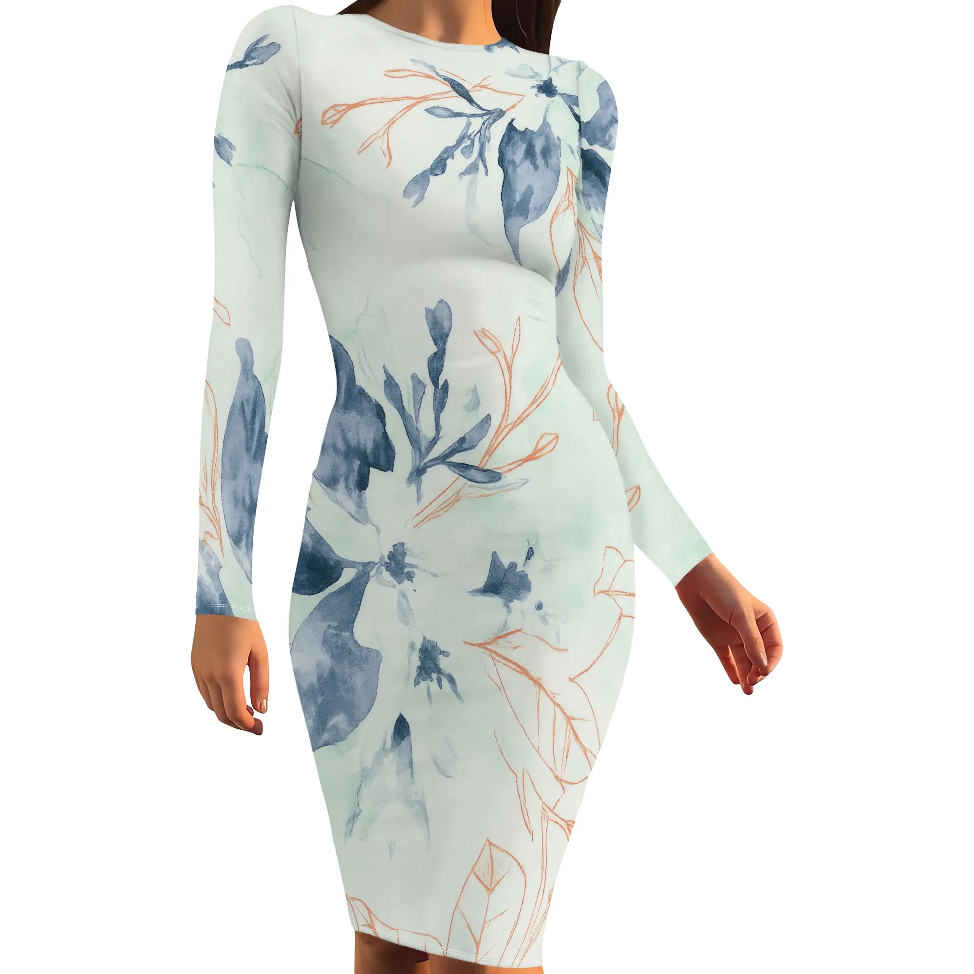 ชุดสตรีฤดูใบไม้ร่วง 2024 แขนยาวพื้นฐานดินสอ Smocked Elastic เอว Casual A-Line เซ็กซี่ Bodycon Mini Dress