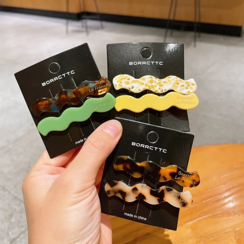 Korean Girl Wave Acetate Gold Standard Hairpin Set Fashionable and Versatile Side Clip Bangs Clip Women's Spring and Summer ZX07