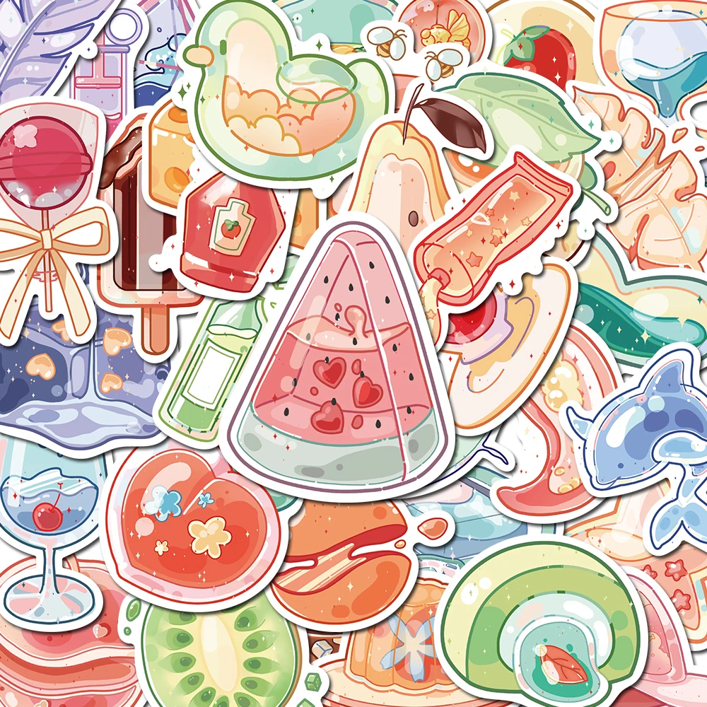 

40PCS Glass Cartoon Cute Stickers Vintage For Gift DIY Kids Notebook Luggage Motorcycle Laptop Refrigerator Decals Graffiti