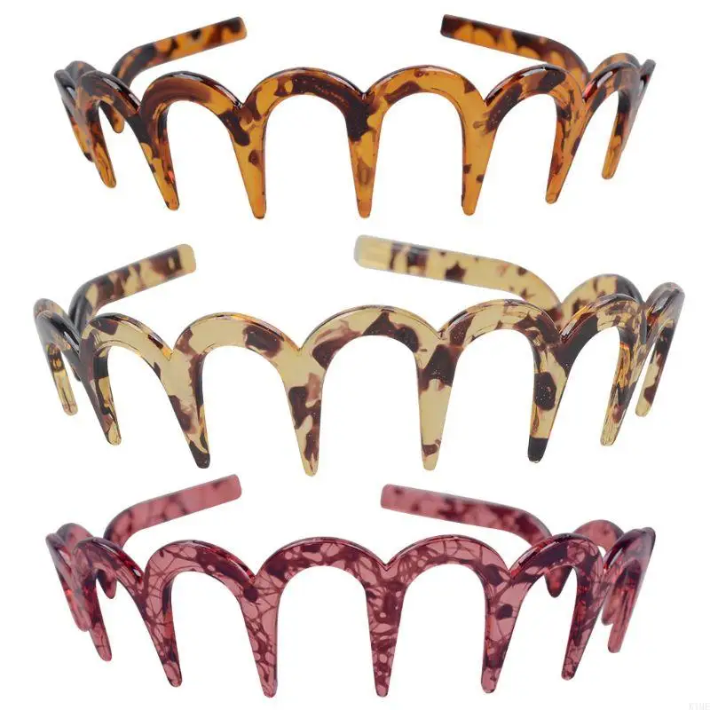 

K1ME Brown Acrylic Hair Band Practical Sharks Tooth Hair Comb Jewelry for Girls