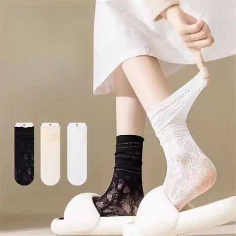 10 쌍 여름 얇은 JK 레이스 여성 짧은 양말 세트 레이디 여성 메쉬 통기성 레이스 소녀면 양말 여성을위한 도매