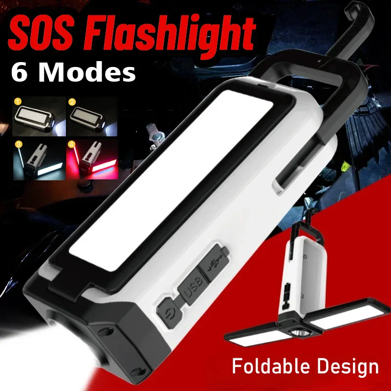 LED Flashlight SOS Flash Camping Lanterns Portable Folding Lantern Lamp Emergency Power Bank Outdoor Adventure Fishing Torch