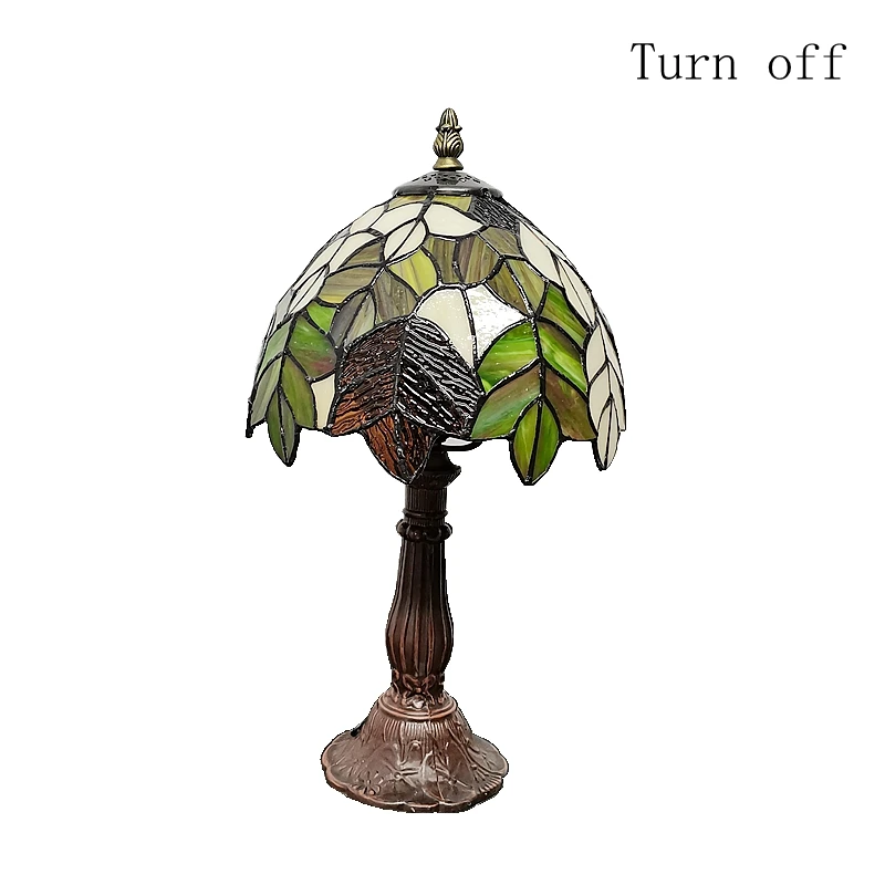 20CM European Style Leaf Small Table Lamp Tiffany Style Home Decoration, Study Glass Antique Gift Boutique Lighting Decoration image 5