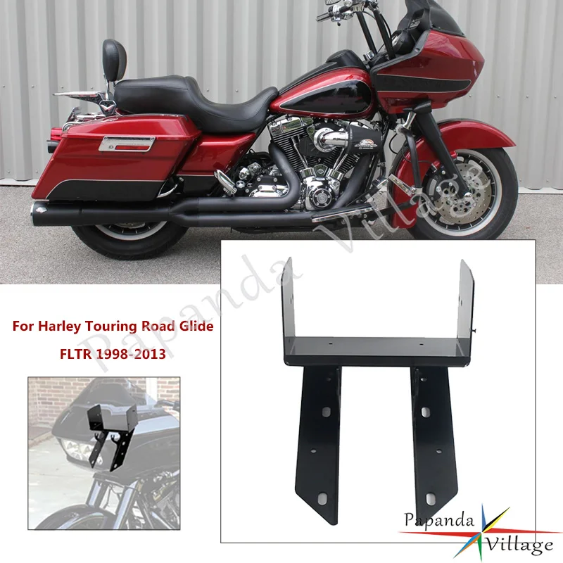 Black Steel Front Fairing Radio Audio Mount Bracket Sturdy For Radio Audio Devices For Harley Touring Road Glide FLTR 1998-2013