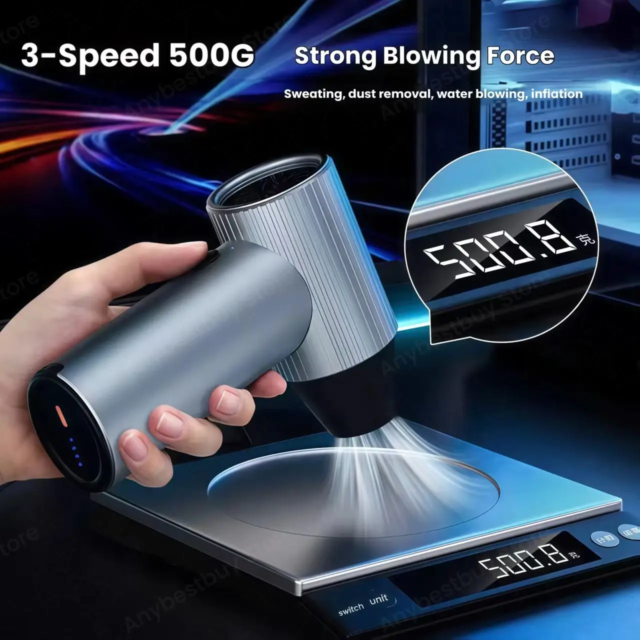 X7 منفاخ عنيف 500 جرام قوة النفخ 40 مللي متر محرك بدون فرشاة X7 مروحة توربو مع 4 فوهات الرياح منفضة الهواء لتنظيف لوحة مفاتيح الكمبيوتر #2