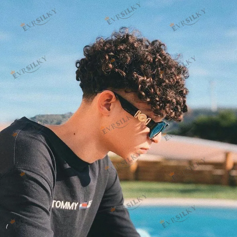 Afro Man 15mm Curly Human Hair Men Toupee Dark Brown Full Pu Skin Base Natural Hairline Capillary Prosthesis Male Hair System