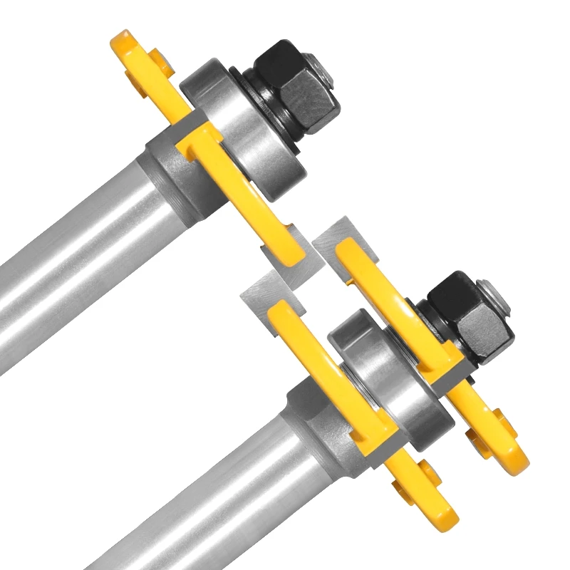 NXWIND 2PCS 6/8/12/6.35/12.7MM Shank 47MM T&G ASSEMBLY Cutter Router Bit Woodworking Milling Cutter For Wood Face Mill